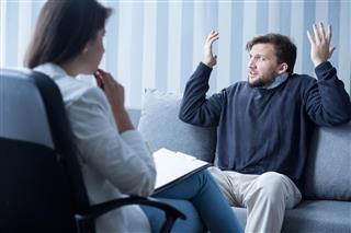 Man with schizophrenia during psychotherapy