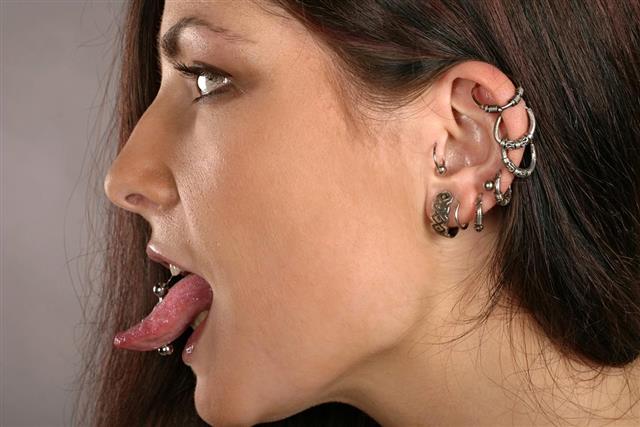 Woman with studs