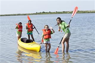 Girls ready for kayaking