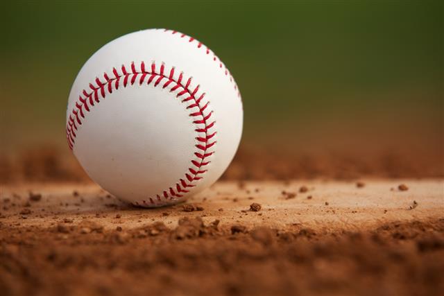 Close Up Baseball on the Pitchers Mound