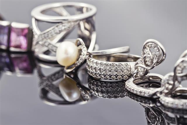 Variety of silver jewelry
