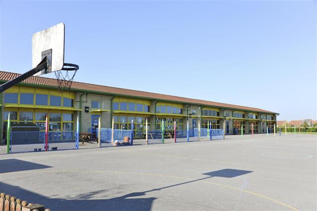 School building and playground