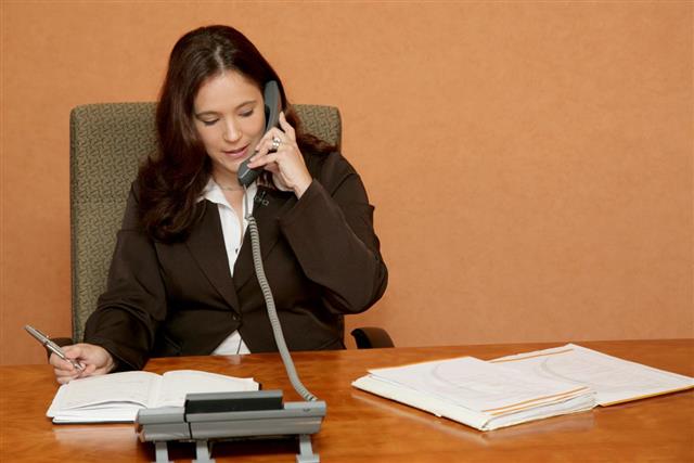 Woman on her Office Phone
