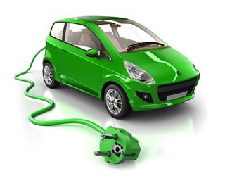Mini Hybrid Car with cable - isolated on white/clipping path