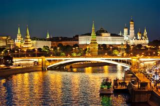 Russian Moscow Kremlin and Moscow river