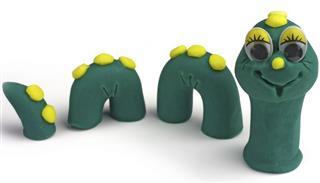 Emotion plasticine green worm children worm