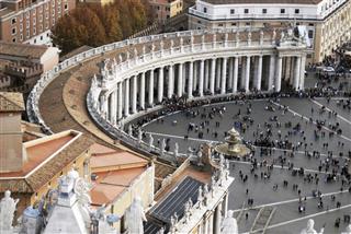 An aerial view of St. Peter's Square at the Vatican