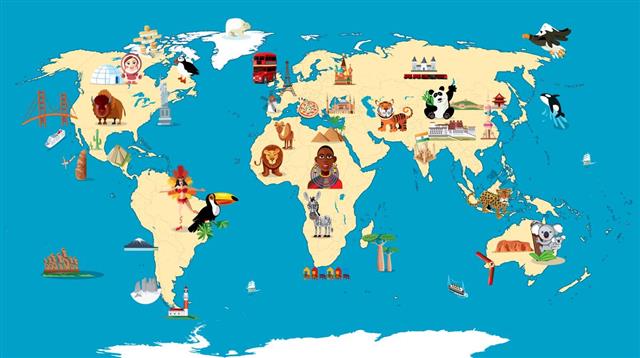 Cartoon map of World