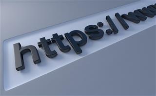 The Internet: A secure https browser link closeup