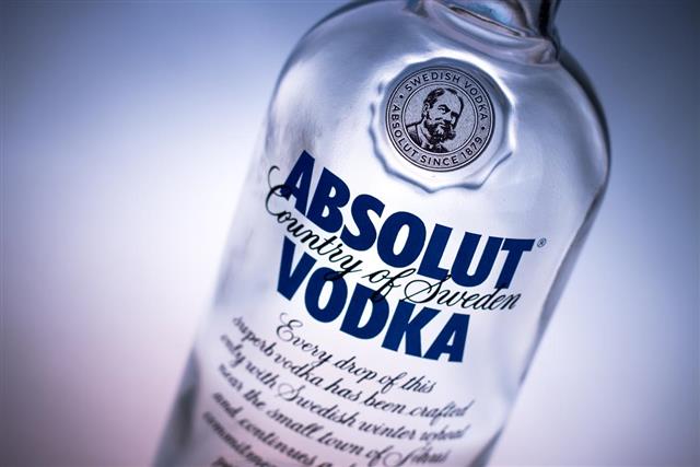 Bottle of Swedish vodka Absolut