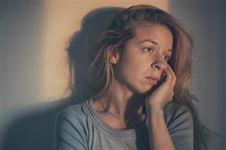 Woman alone and depressed