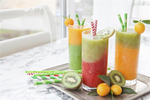 Smoothie made from a variety of fruits