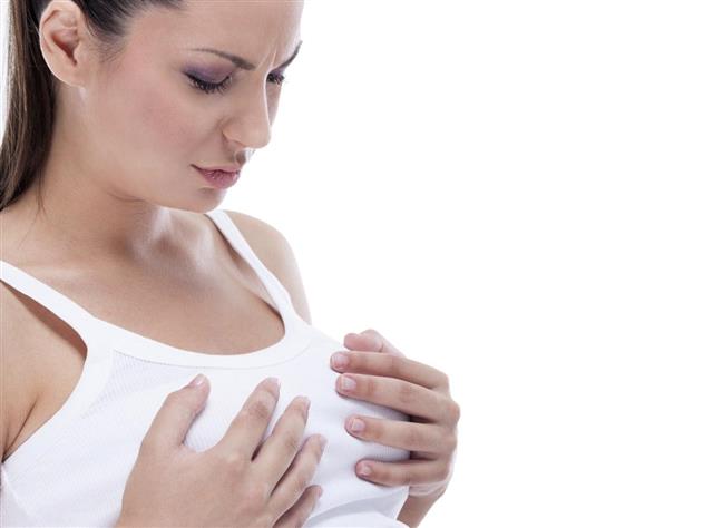 Pregnant woman having painful breast