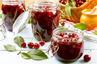 Homemade cherry compote