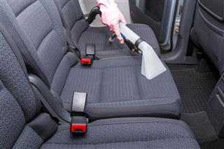 Car interior textile seats chemical cleaning with professionally extraction method.
