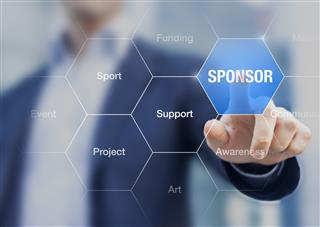 Sponsorship concept on business presentation with sponsor in the background