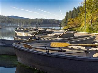 Wood Rowboats at Dock on Clear Lake Sisters Oregon