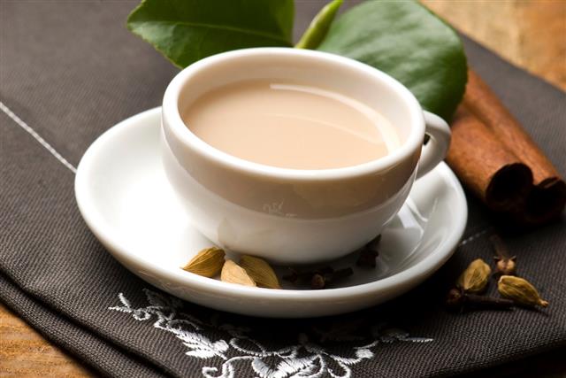 A cup containing masala chai