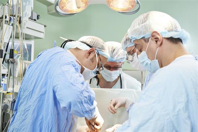 Surgeons team at operation