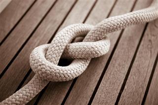 Eight knot on a sail boat deck