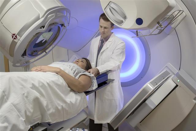 Woman receiving Radiation Therapy Treatments for Cancer