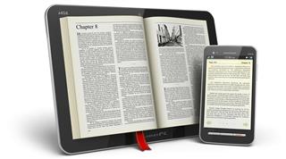Books in tablet computer and smartphone
