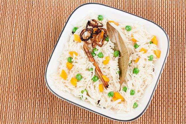 Indian vegetable pulao with carrot