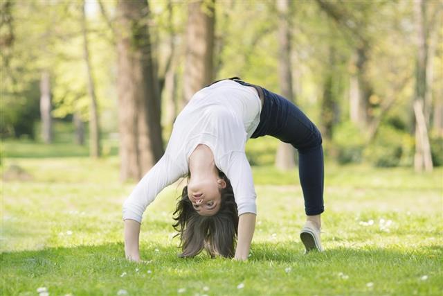 Woman in a Yoga Bridge Pose