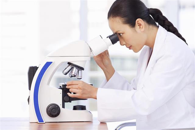 Researcher Analyzing Biopsy Samples