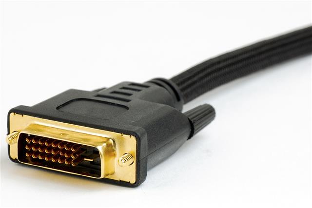 Dvi cable on white background