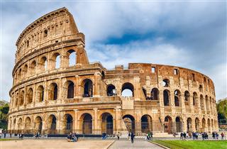 View over the Flavian Amphitheatre aka Colosseum in Rome Italy