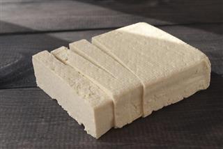 Slices of raw tofu