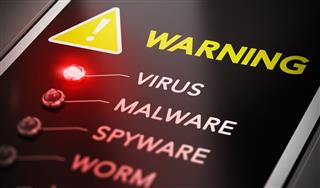 Red light indicating virus warning