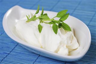 Sour cream with basil
