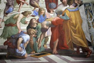 Ptolemy and Strabo in the School of Athens by Raphael
