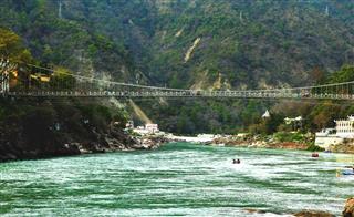 Ganga River And Lakshman Jhula Bridge