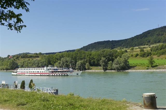 Tour Boat Cruising At Danube River