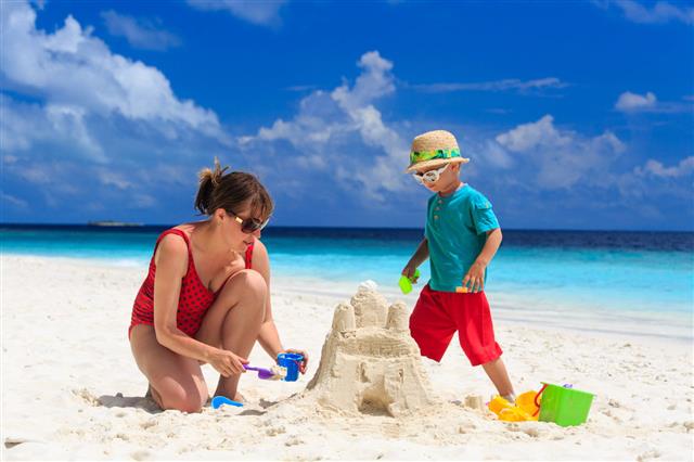Mother And Son Building Castle