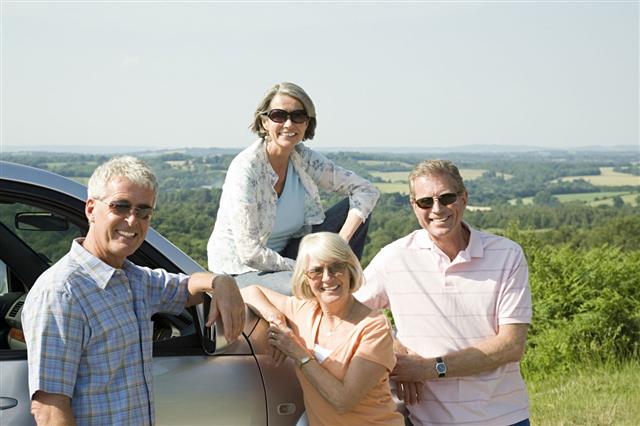Seniors With Car In The Country