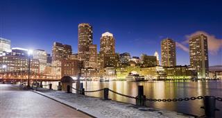 Boston Rowes Wharf City Skyline In Usa
