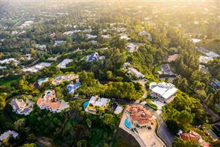 Beverly Hills Mansions Landscape Aerial View