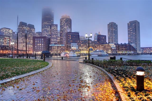 Rainy Autumn Night In Boston