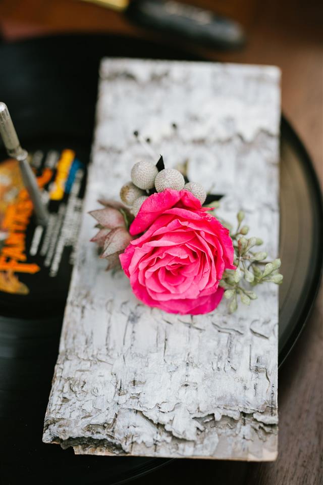 Rustic Flower Placed On Record Player