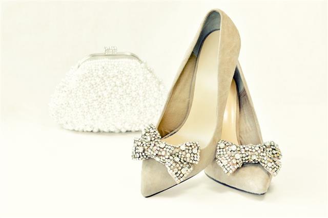 Wedding White Pearl Purse And Shoes
