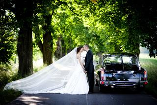 Bride And Groom In Car
