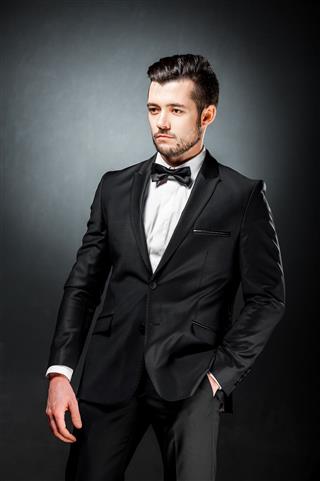 Handsome Man In Black Suit