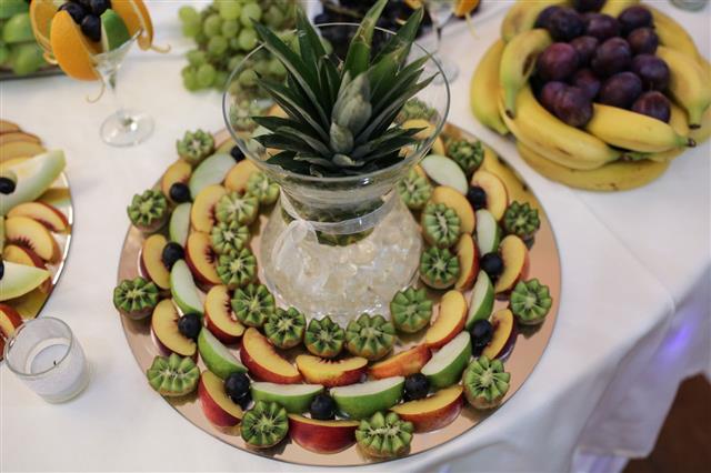 Fresh Fruits On Wedding Buffet Table