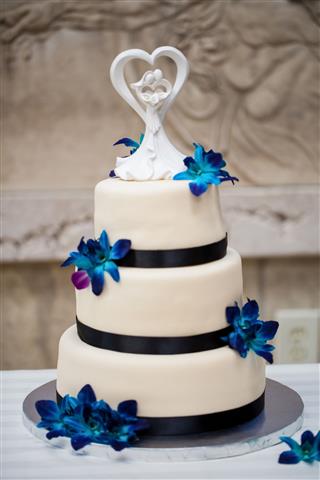 Wedding Cake With Blue Orchids