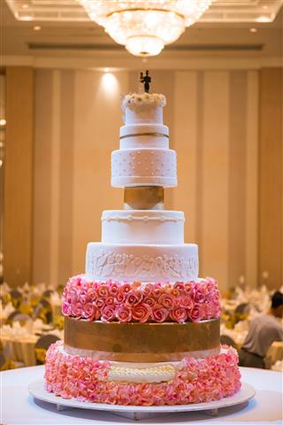 Wedding Cake Decorated With Flower