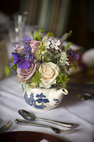 Flower Bouquet In A Teapot